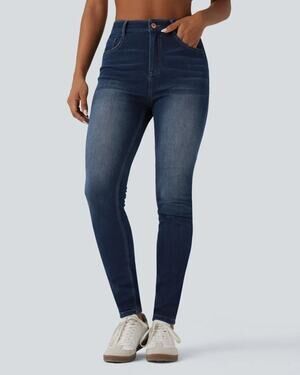 NEW Halara Womens Large Tall Flex Denim High-Waisted Skinny Jeans With Pockets